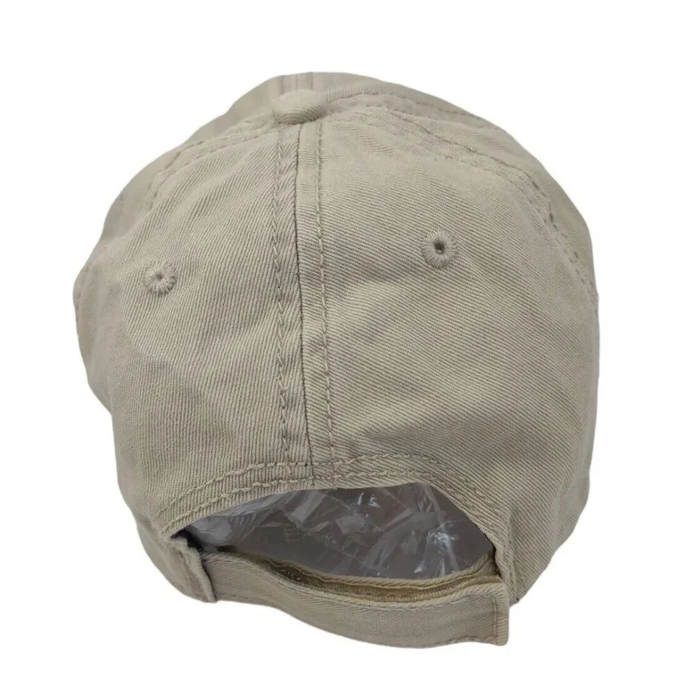 Miami South Beach American Flag Baseball Hat Embroidered Adjustable Khaki RARE!!